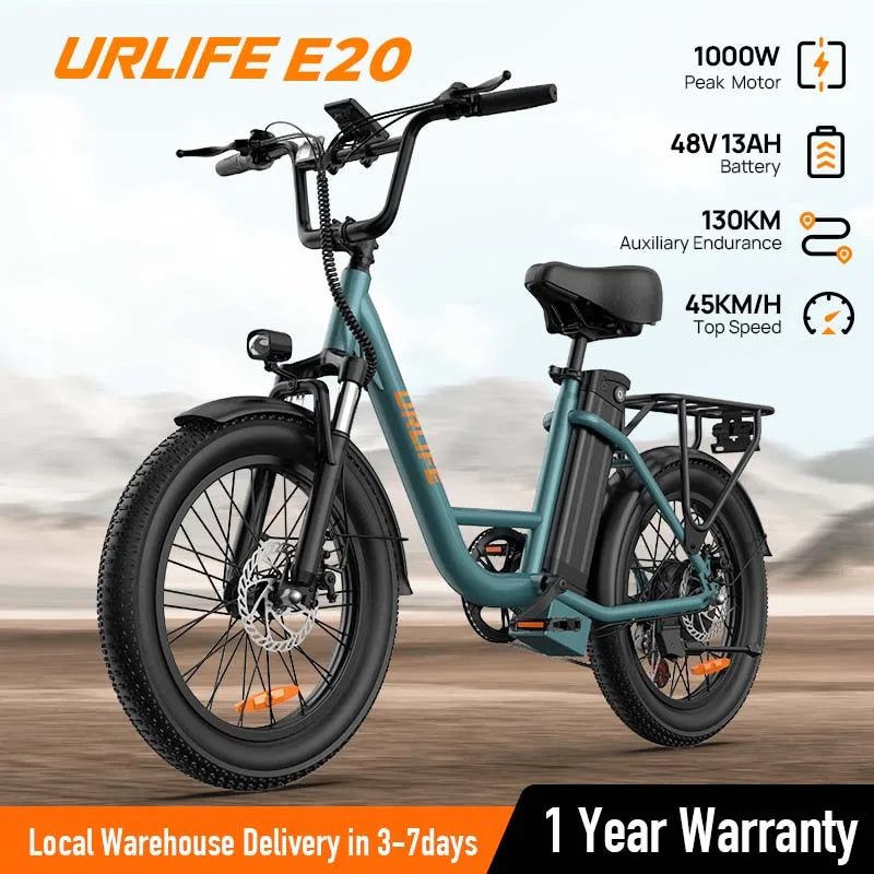URLIFE 1000W Electric Fat Tire Bike With Removable Battery