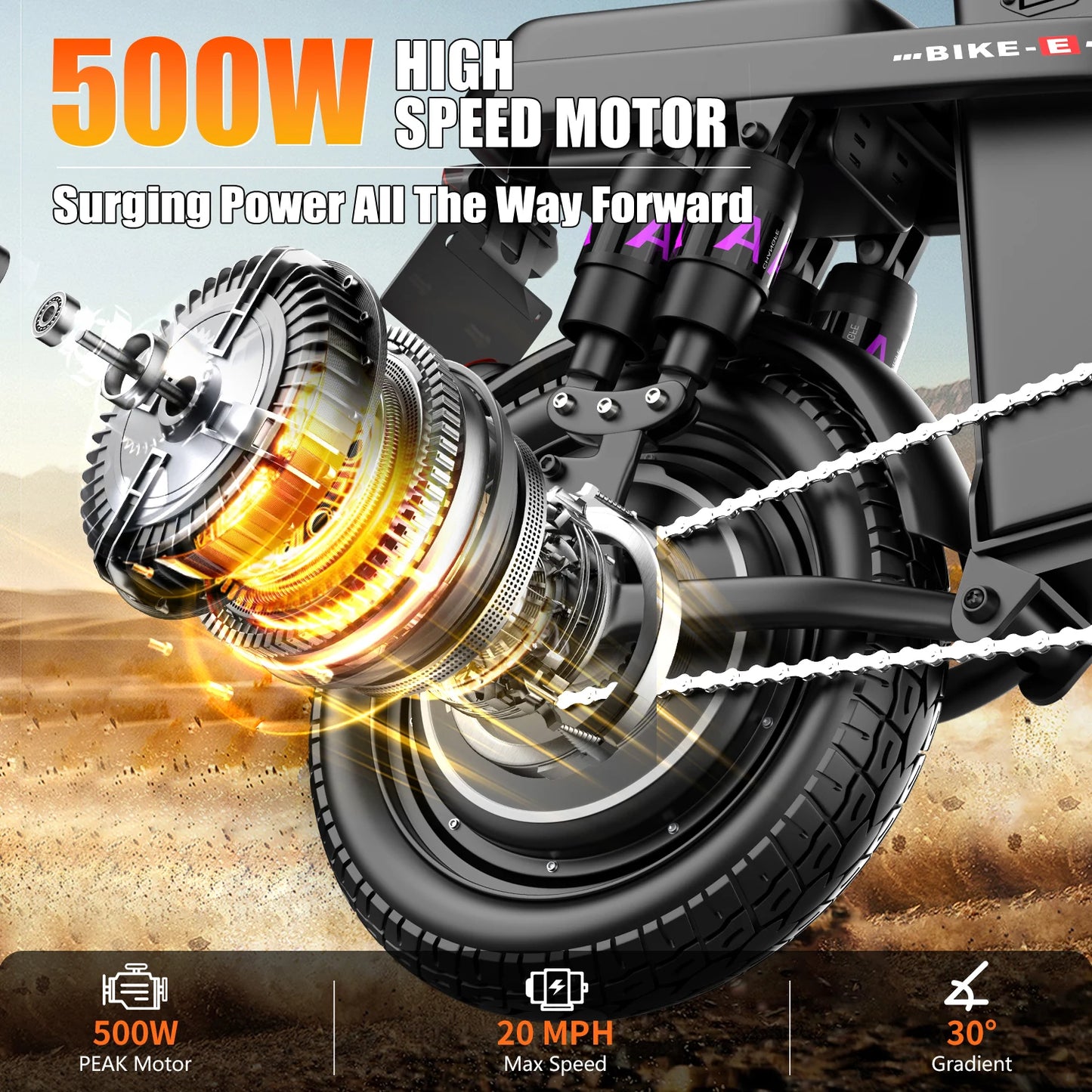 Electric Bike Removable Battery 500W Brushless Motor