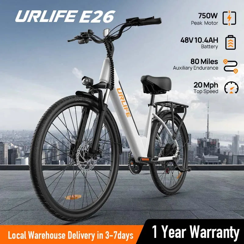 URLIFE Electric Bike 750W E26 With Removable Battery