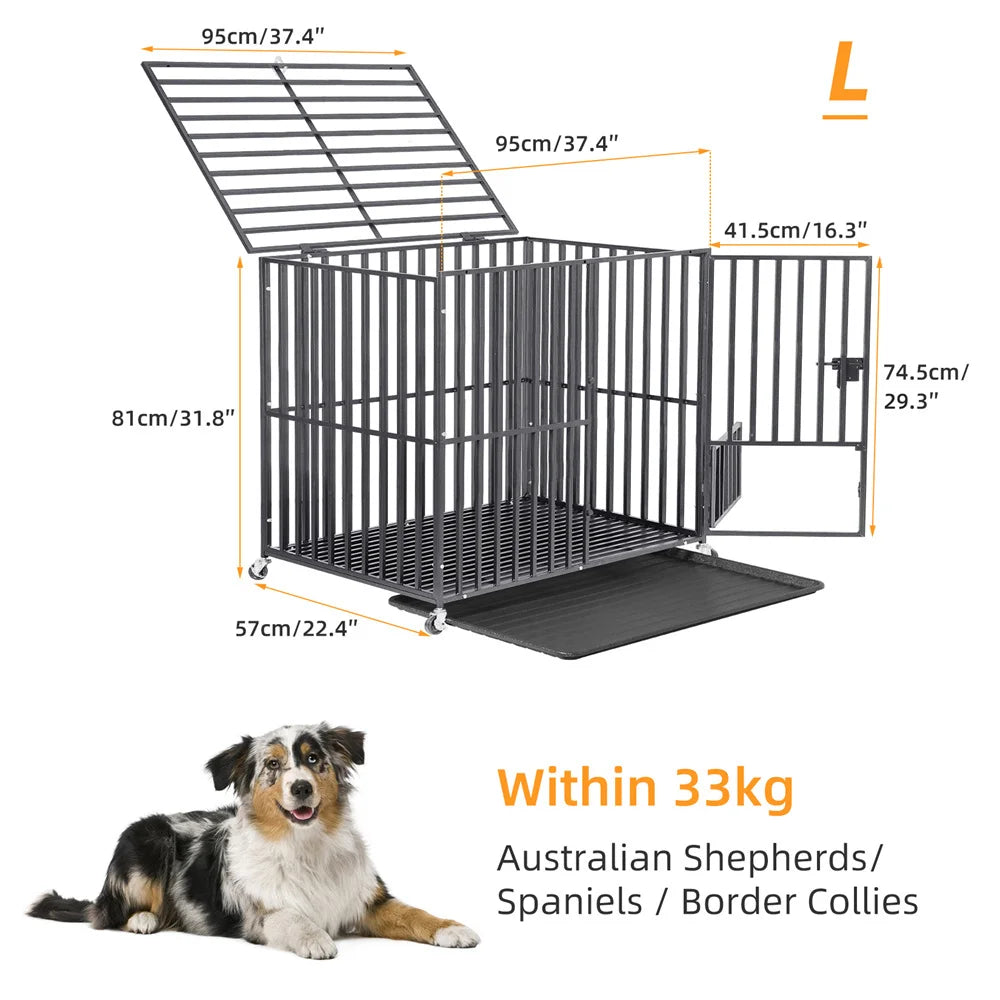 BORWARTH Dog Crate Chew Resistant Iron Kennel For Dogs