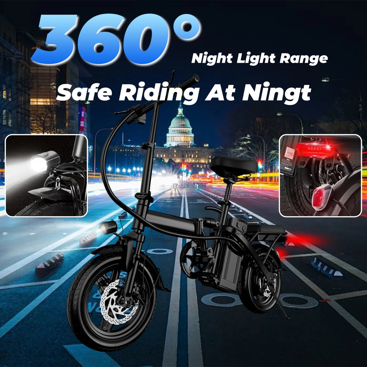 LELEKUAIC Folding Electric Bike Removable 48V Battery