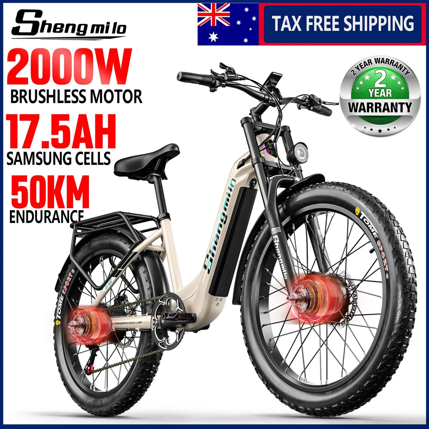 Shengmilo Electric Mountain Bike Dual Motor 2000W Aluminum Alloy Frame
