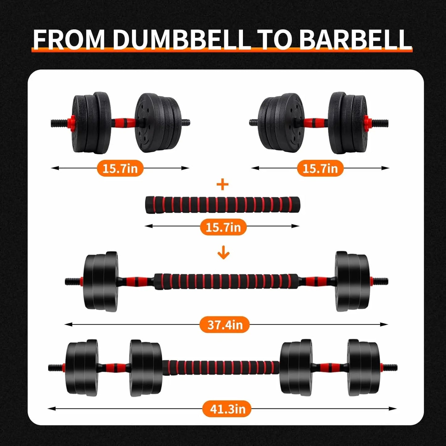 Dumbbell Barbell Set With Anti-Slip Grip, Adjustable 5-44lbs