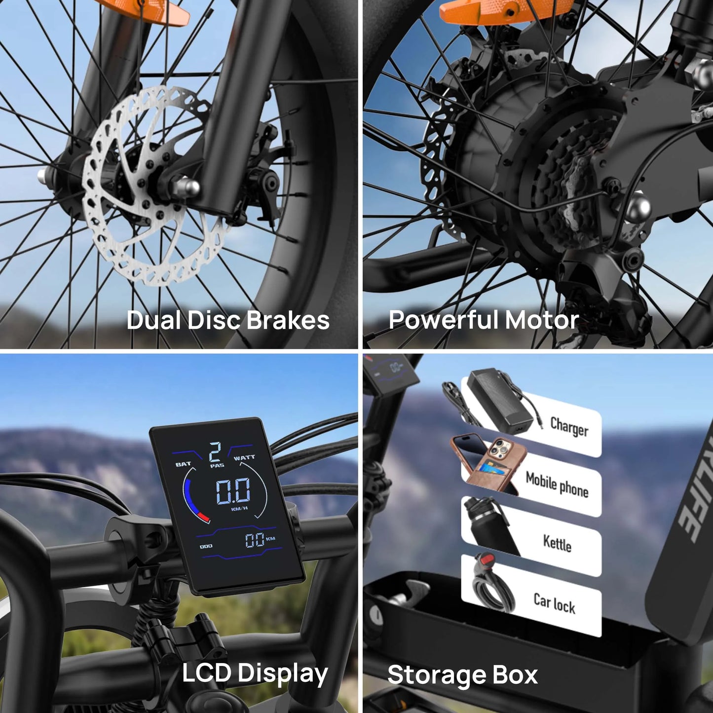 URLIFE Electric Mountain Bike Fat Tire 1500W Removable Battery