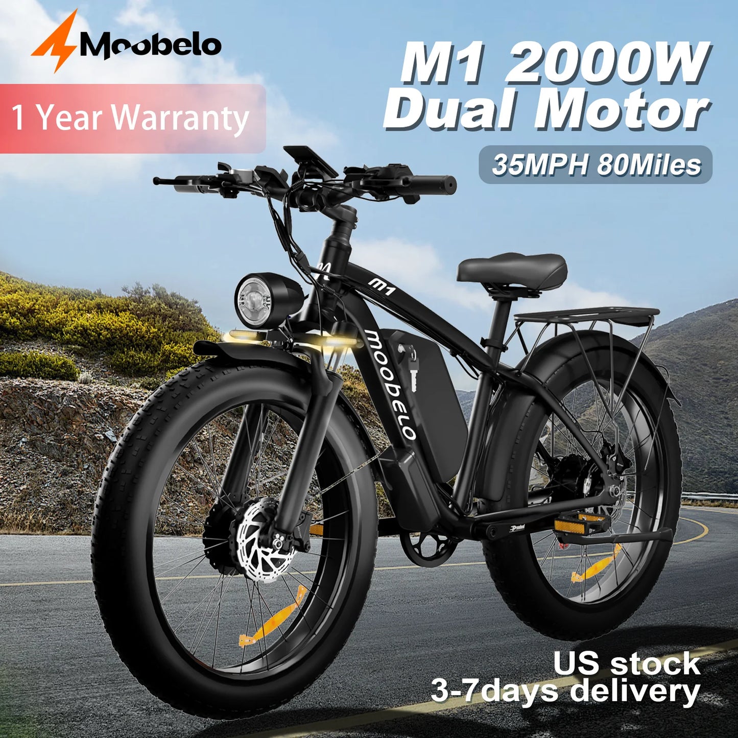 MOOBELO Ebike M1 Aluminum Fat Tire 48V 2000W Dual Motor