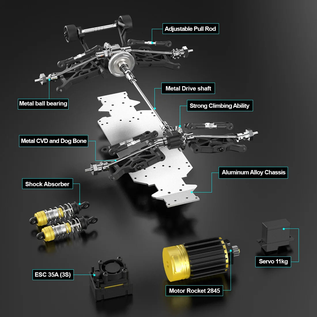 JIUSI RC Car Brushless 4WD MT14R PT14R High Speed Offroad