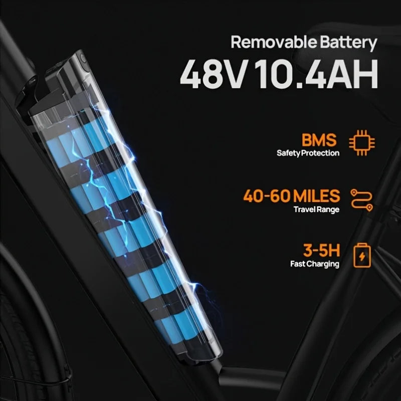 URLIFE Electric Bike Removable Battery For Smooth City Commutes