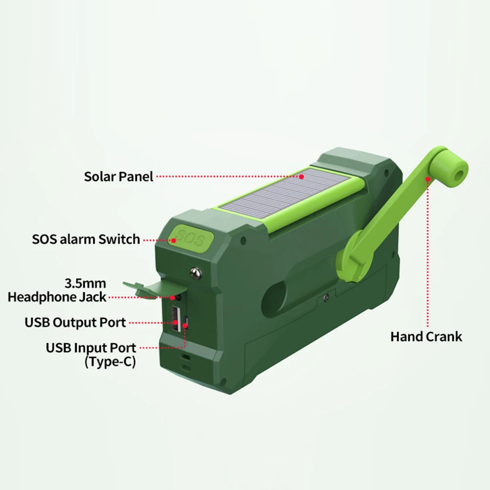 Portable Charger 10000mAh Solar Hand Crank Radio Emergency