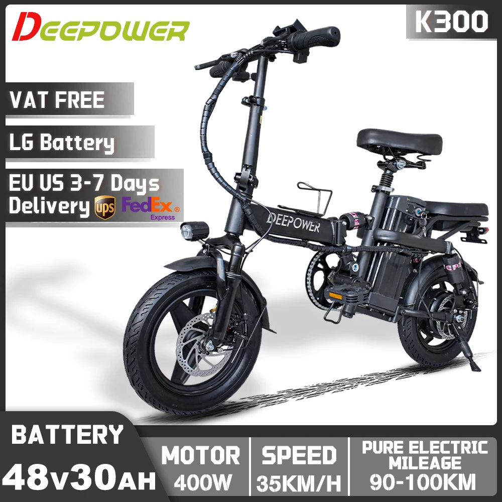DEEPOWER Electric Bike K300 Foldable With Basket 400W