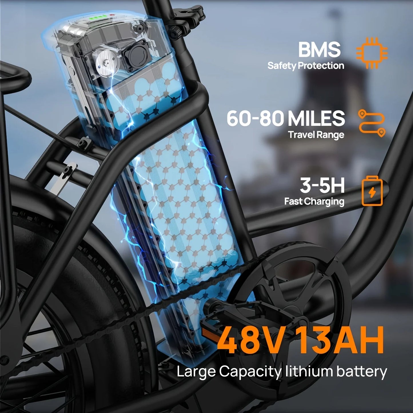URLIFE 1000W Electric Fat Tire Bike With Removable Battery