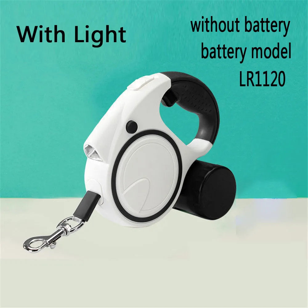 Dog Leash Retractable LED Light Nylon Belt Durable Daily Walk