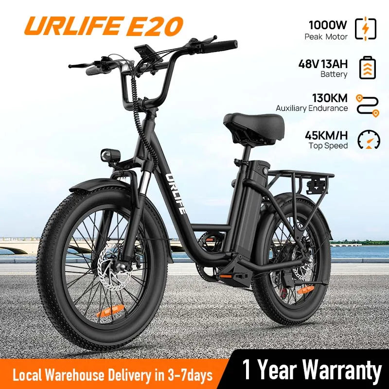 URLIFE 1000W Electric Fat Tire Bike With Removable Battery