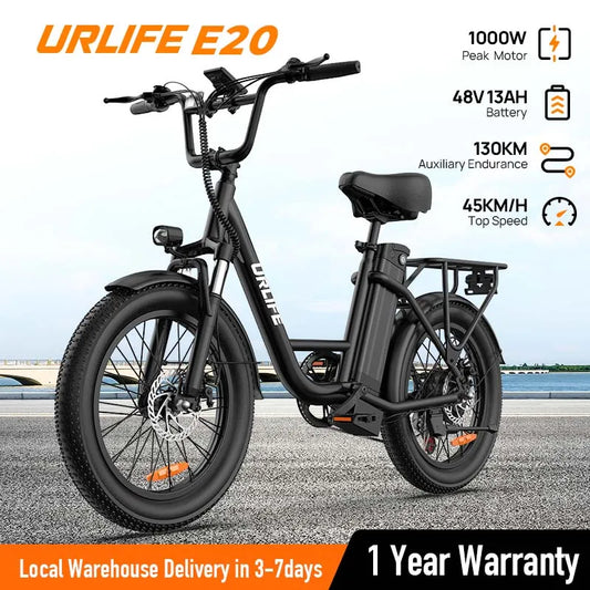 URLIFE 1000W Electric Fat Tire Bike With Removable Battery