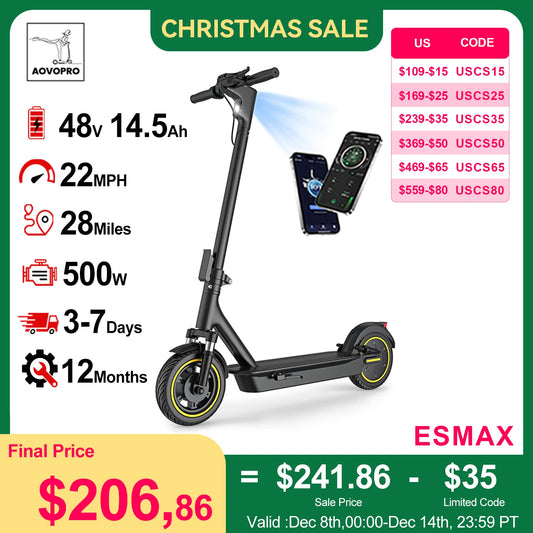AOVOPRO Electric Scooter ESMAX 500W Folding Smart App