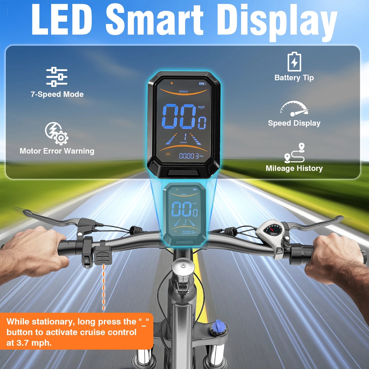 LELEKUA Electric Mountain Bike Brushless 500W Carbon Steel Frame