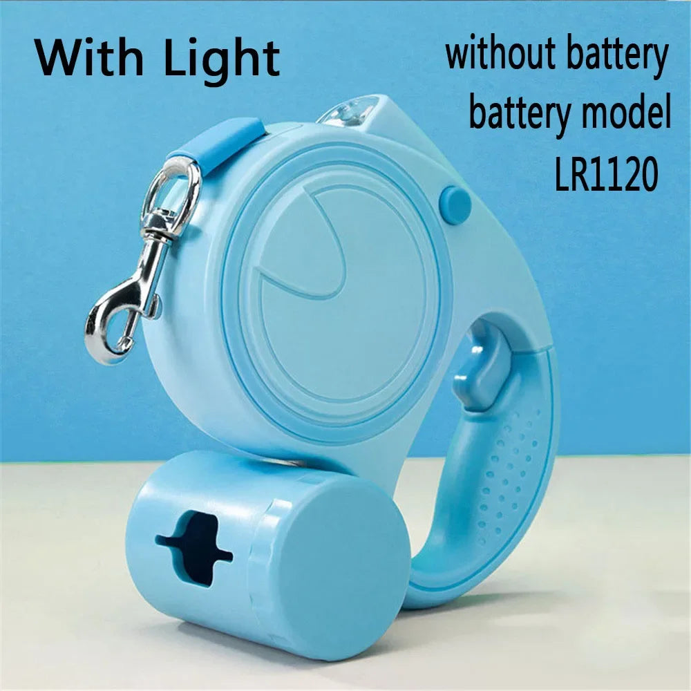 Dog Leash Retractable LED Light Nylon Belt Durable Daily Walk