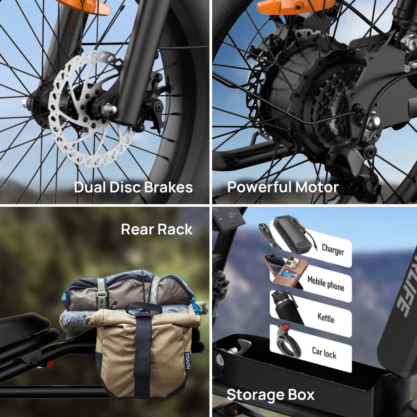 Urlife Electric Mountain Bike Removable Battery Fat Tire