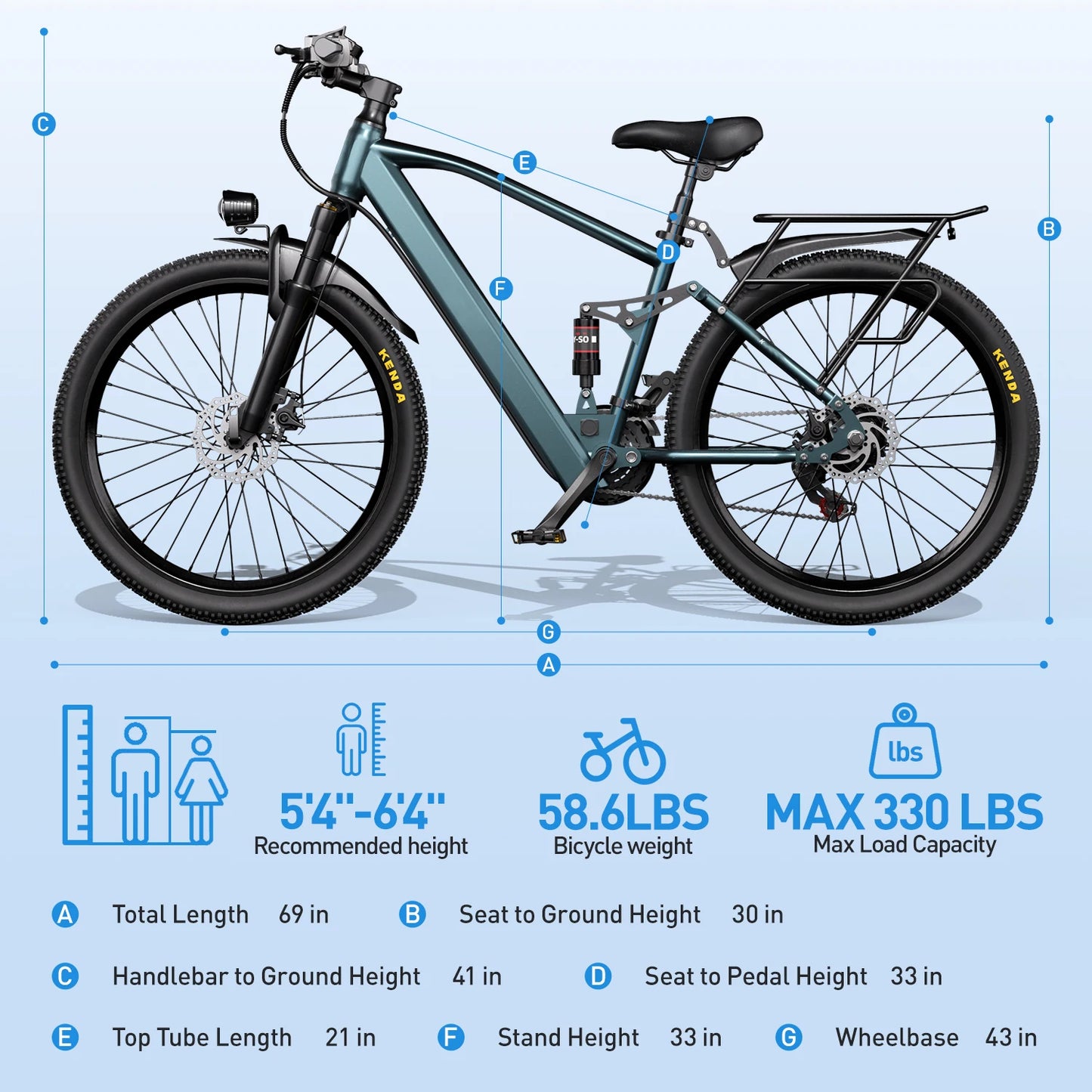 Electric Mountain Bike With 500W Peak Motor For Adults