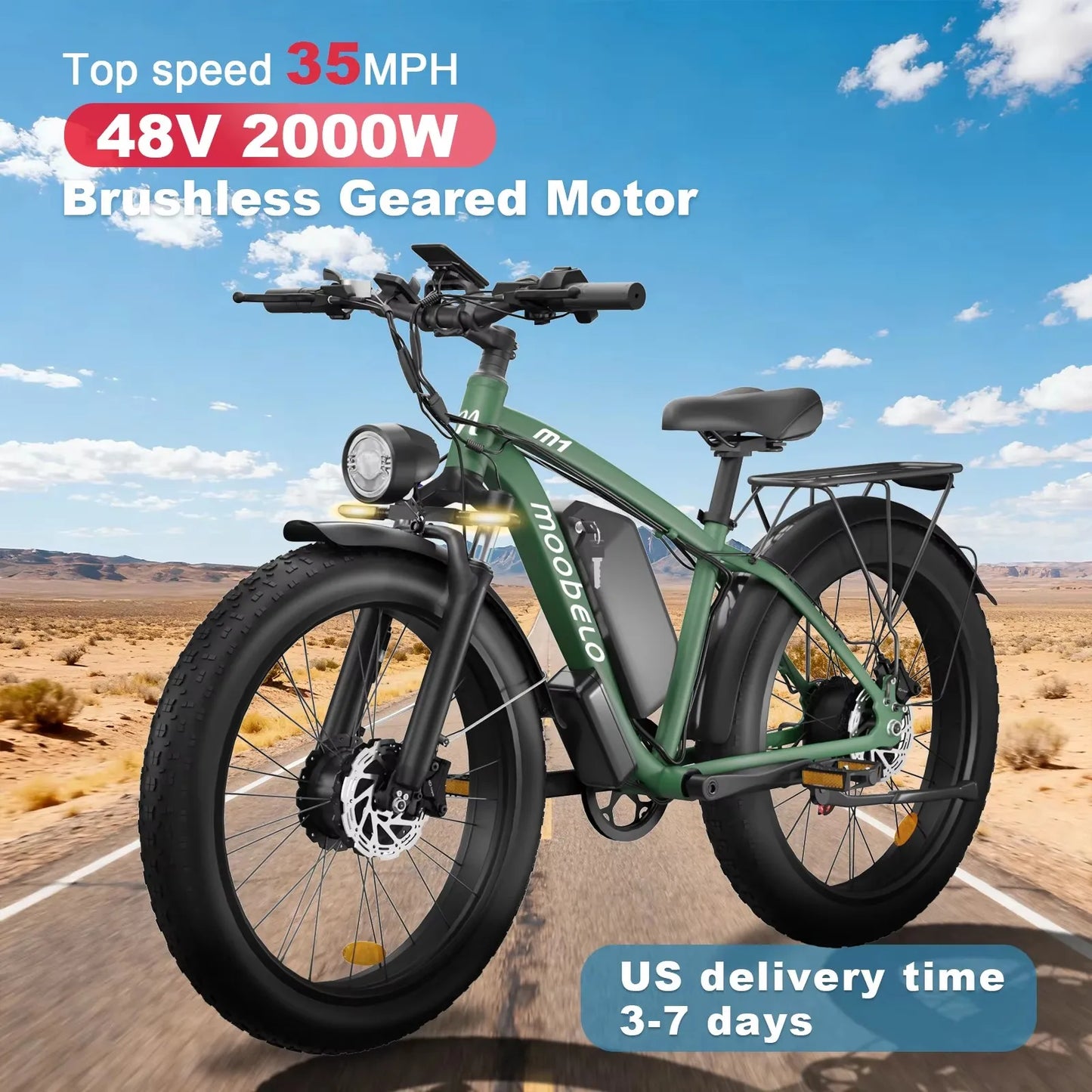 MOOBELO Ebike M1 Aluminum Fat Tire 48V 2000W Dual Motor