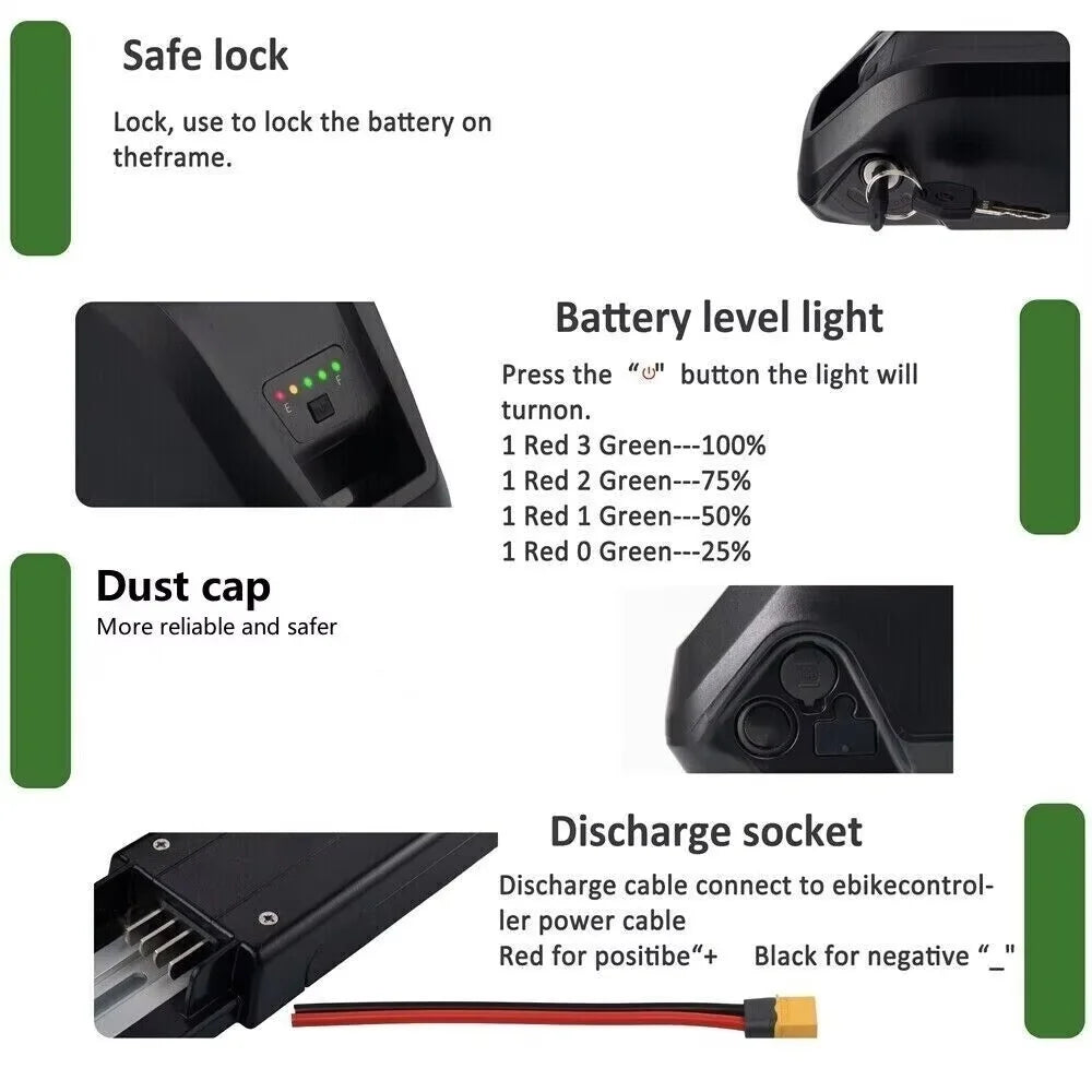 E-Bike Battery 48V 10Ah Li-Ion Pack for Electric Bikes