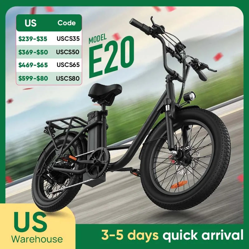 URLIFE 1000W Electric Fat Tire Bike With Removable Battery