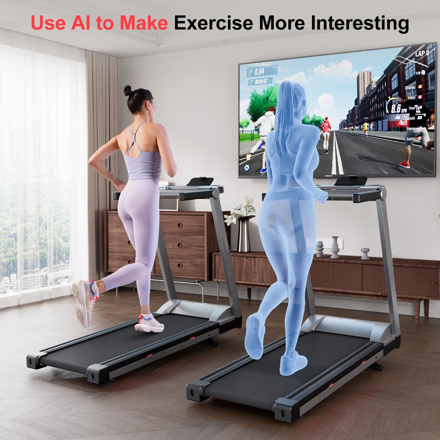 Superun Treadmill Foldable Incline With Touch Screen