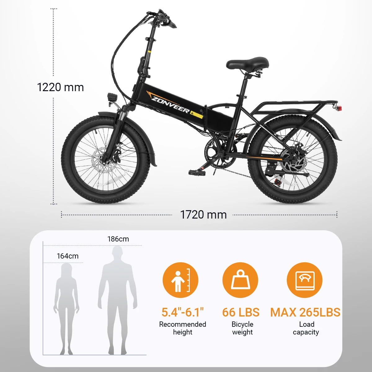 Dyu Electric Bicycle A20 Fat Tire 1200W Peak Motor