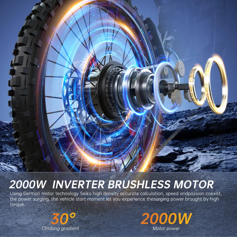 FVKING Electric Bike 2000W Peak Dual Battery Mountain