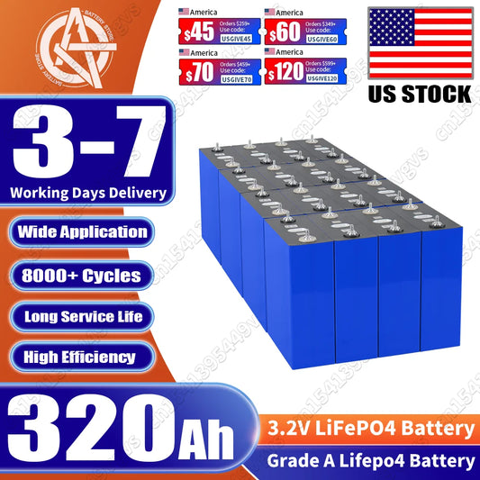 PWOD LiFePO4 Battery 320Ah 3.2V Rechargeable Cell For DIY