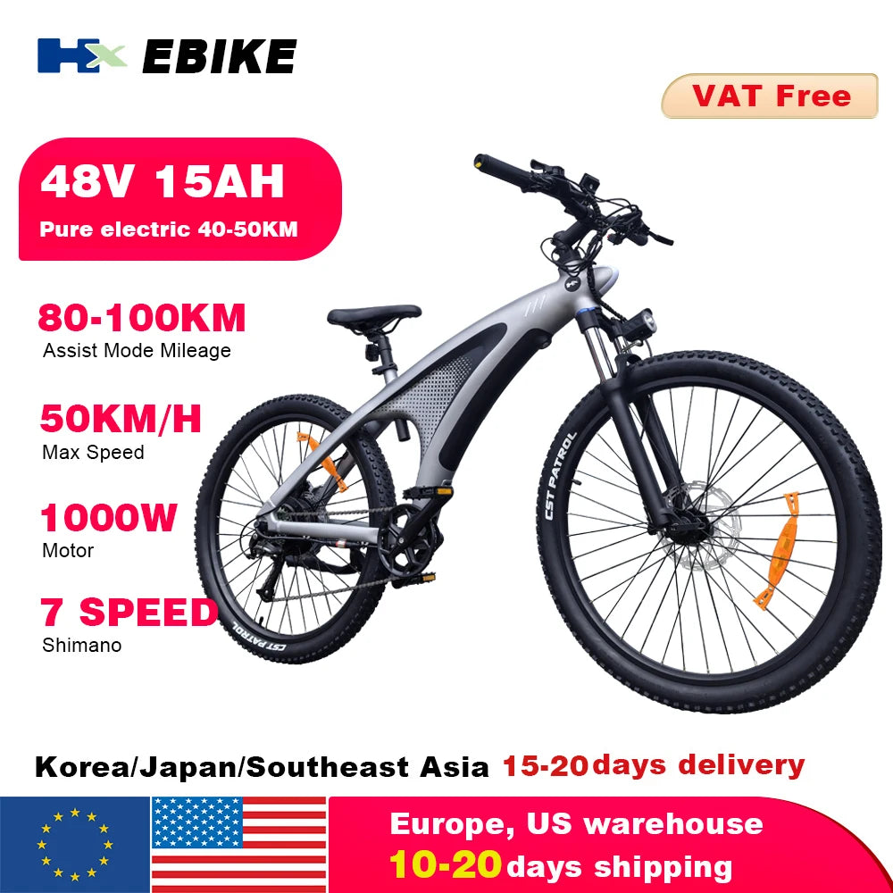 HX Electric Bike Aluminum Alloy Frame 2000W Off-Road Mountain E-Bike