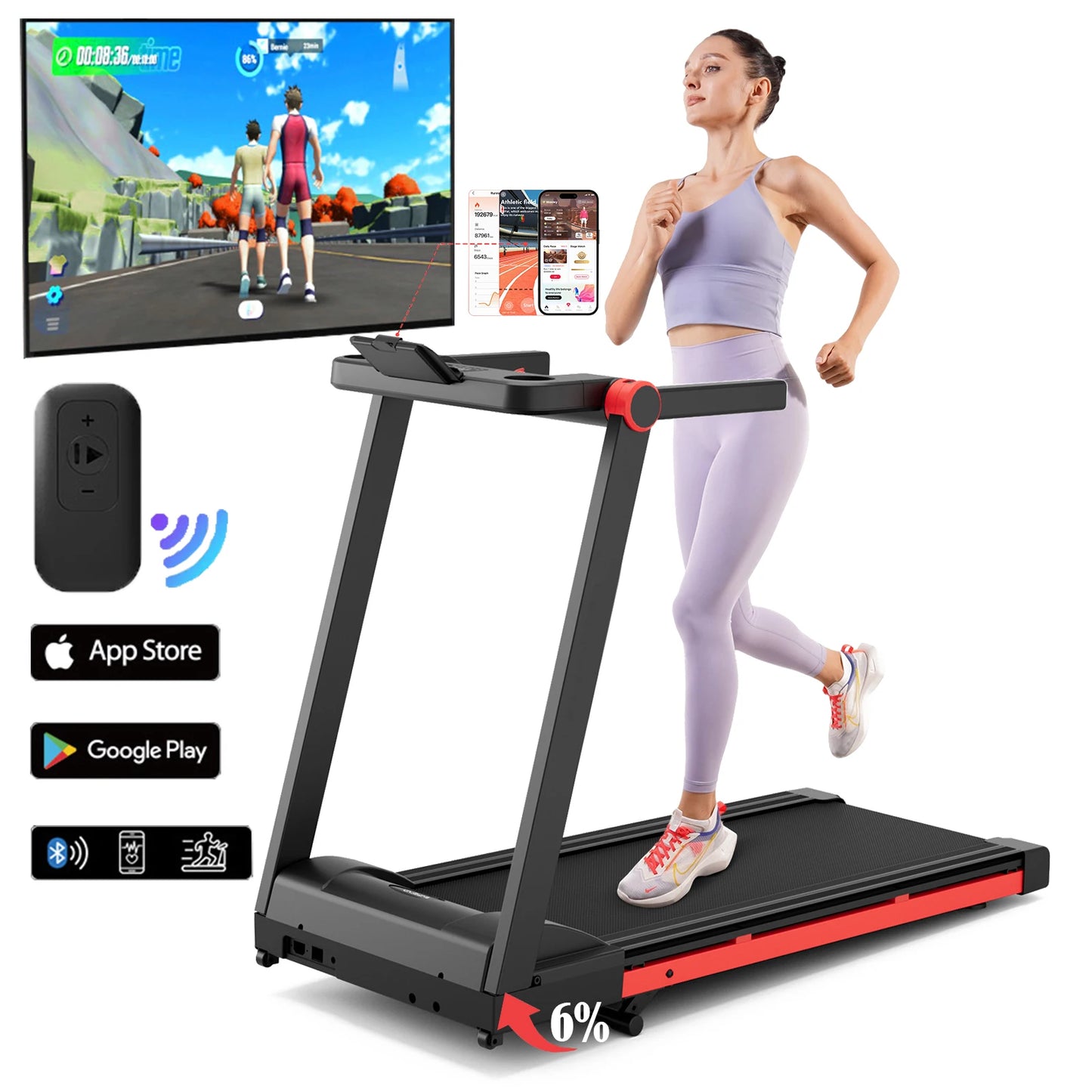 Superun Treadmill Foldable Incline With Touch Screen