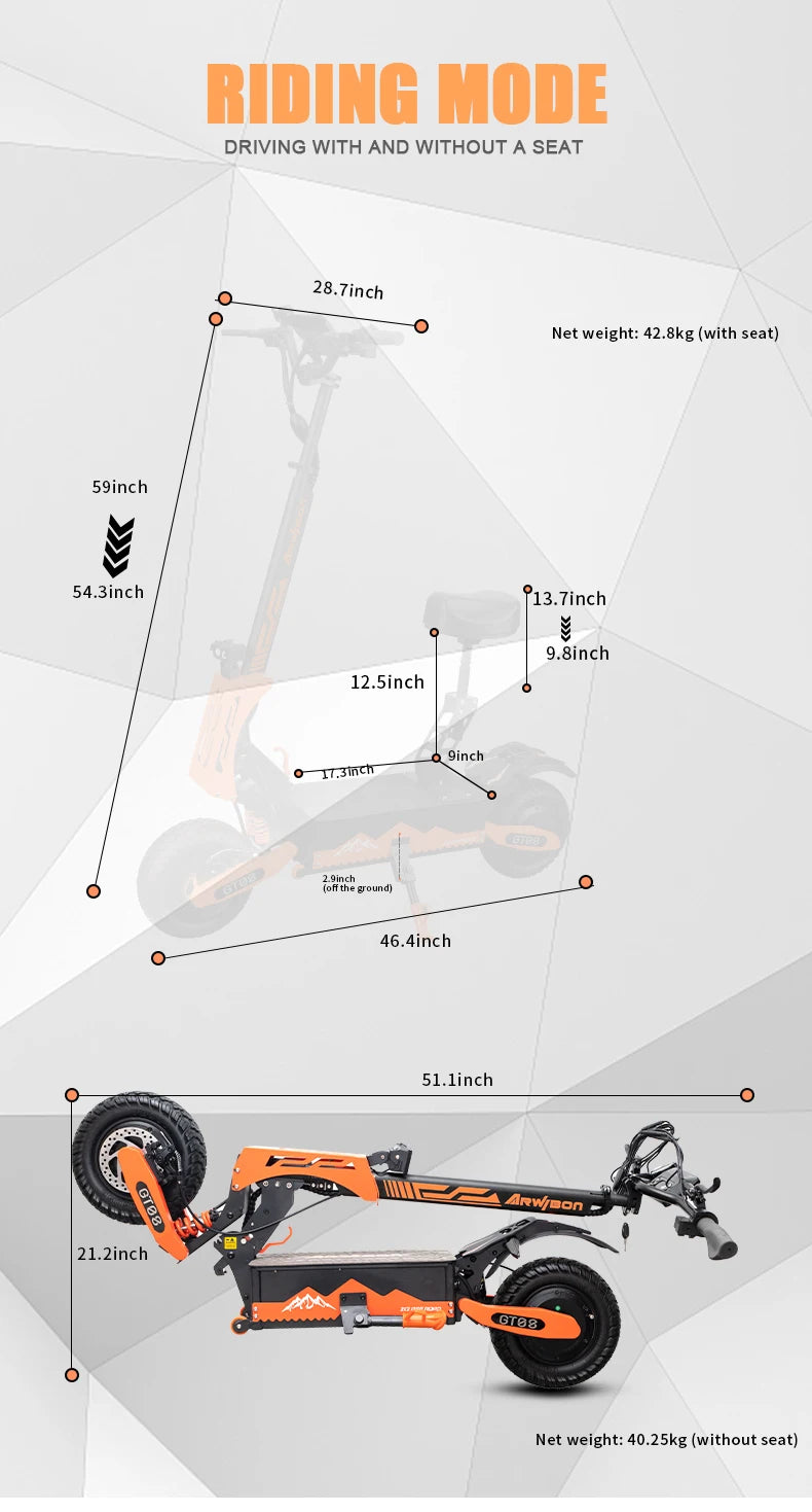 Arwibon Dual-Motor 5600W Folding Electric Scooter Pro
