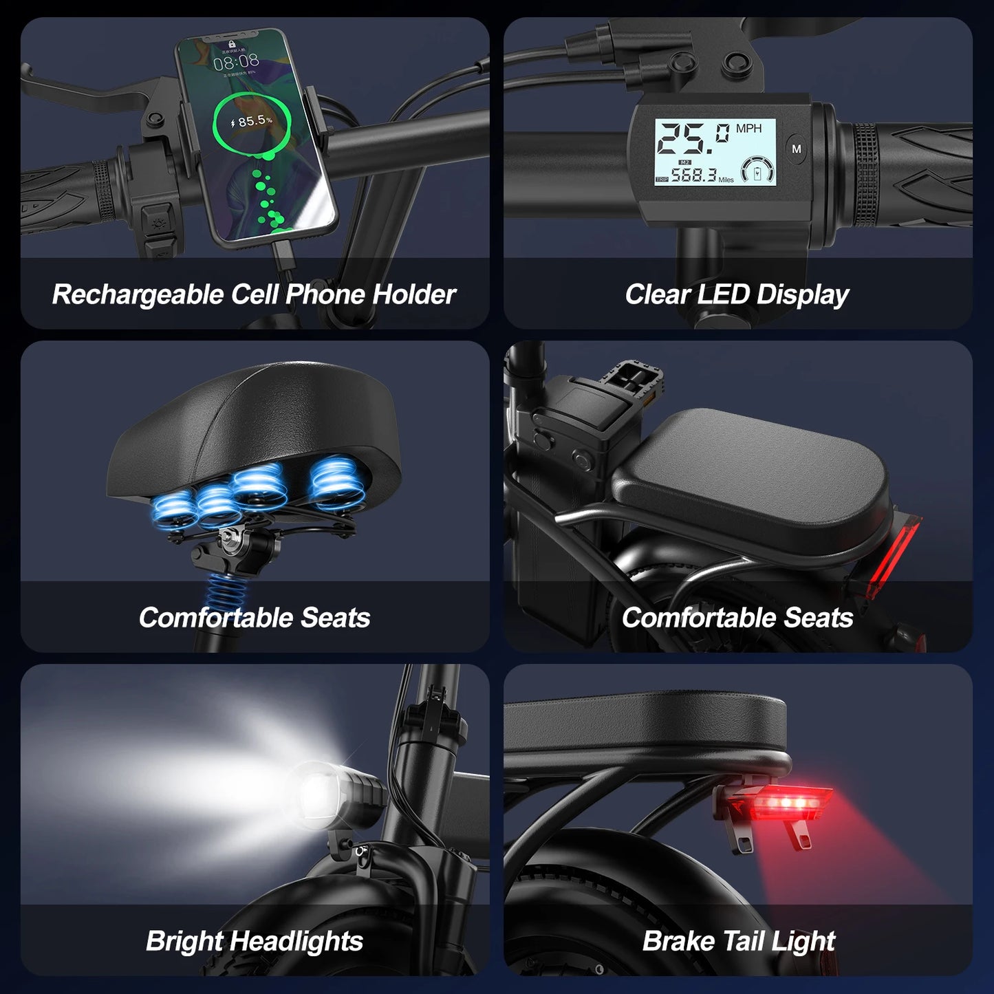 Origin Folding Electric Bike 500W Peak Motor, 48V Lithium Battery