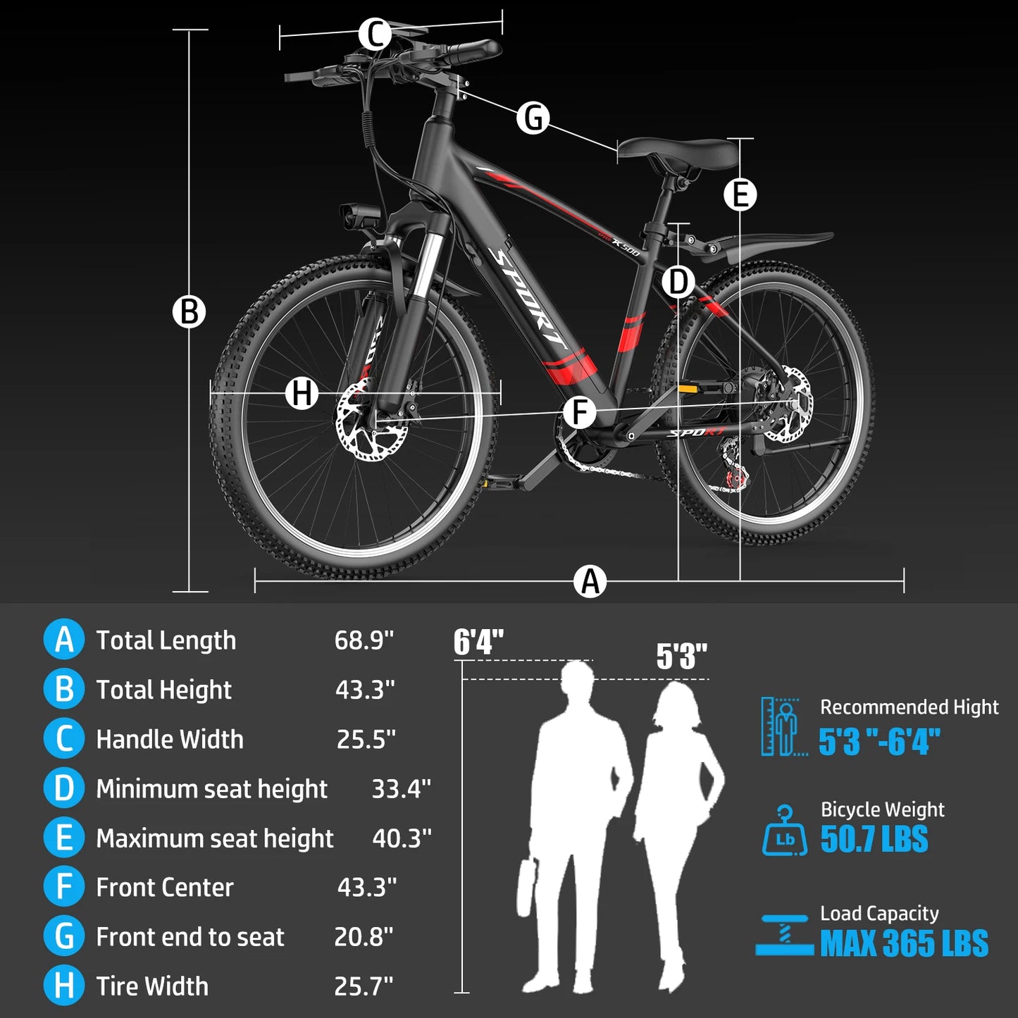 Max Speed Electric Fat Tire Bike With 1000W Peak Motor