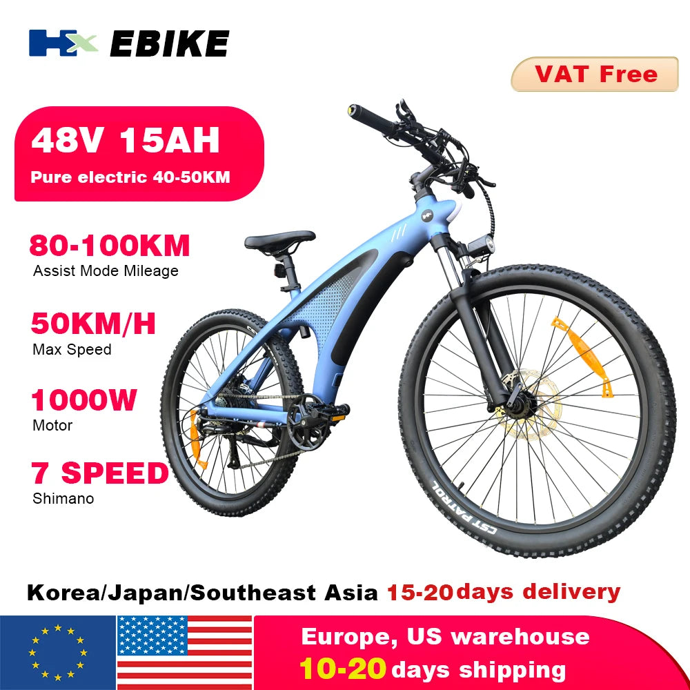 HX Electric Bike Aluminum Alloy Frame 2000W Off-Road Mountain E-Bike