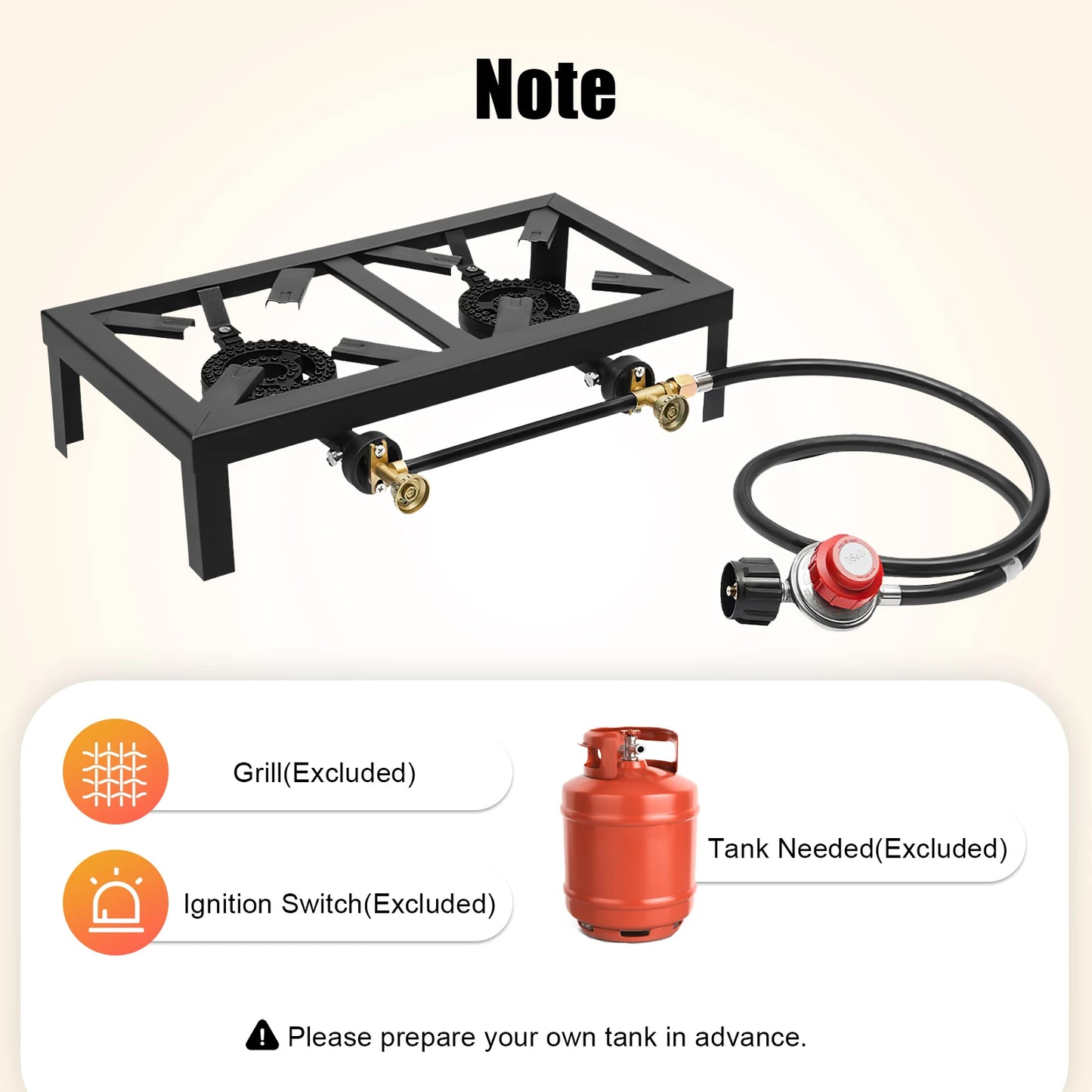 Double Burner Outdoor Gas Stove 8000W Regulator Included