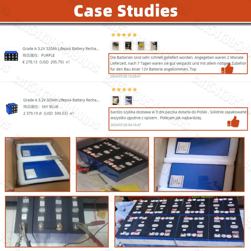 PWOD LiFePO4 Battery 320Ah 3.2V Rechargeable Cell For DIY