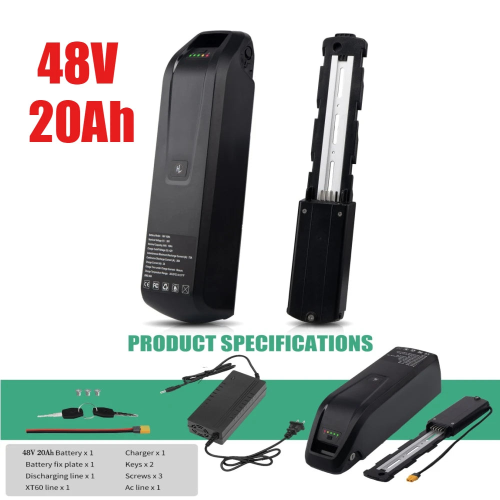 E-Bike Battery 48V 10Ah Li-Ion Pack for Electric Bikes