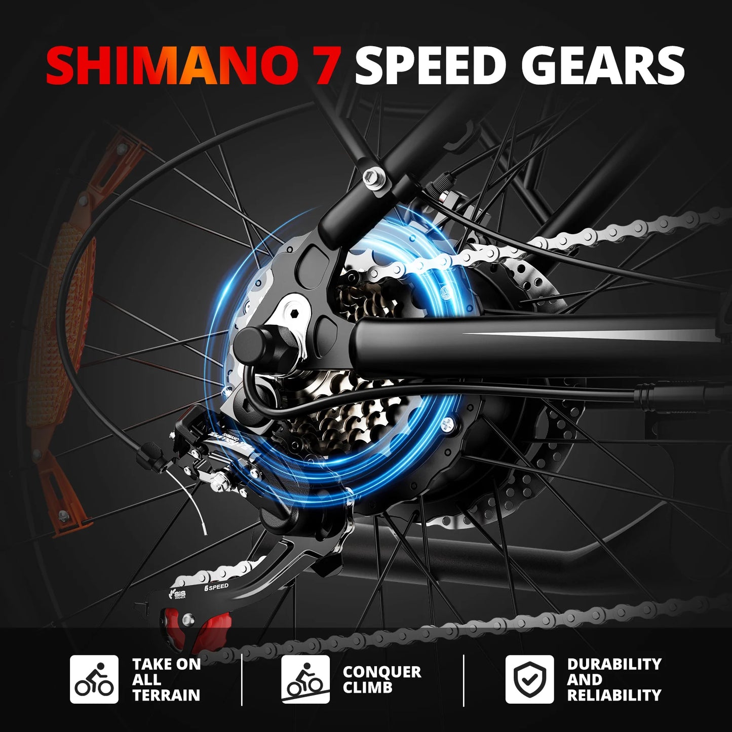 AMYET EB26 Electric Mountain Bike Fat Tire Dual Shock