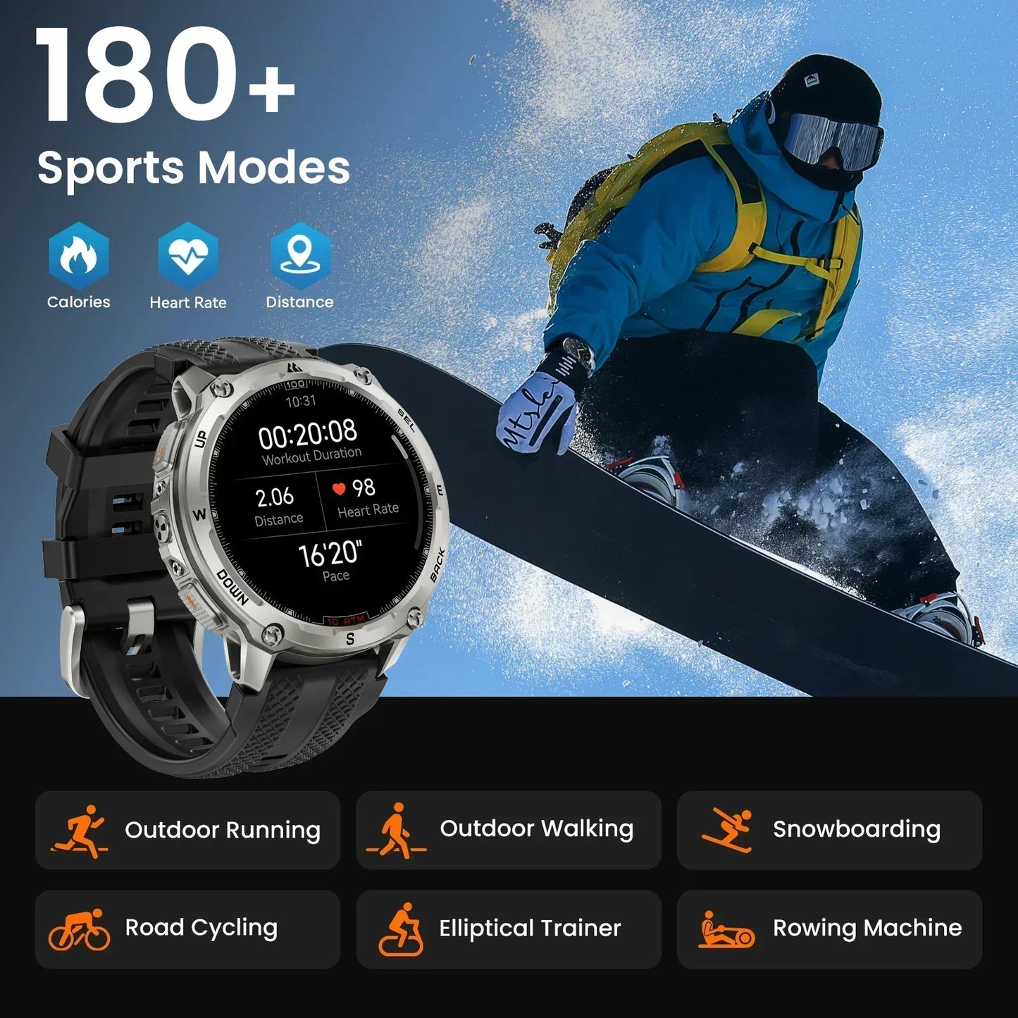 KOSPET Tank T4 Smartwatch GPS with Durable Build For Men