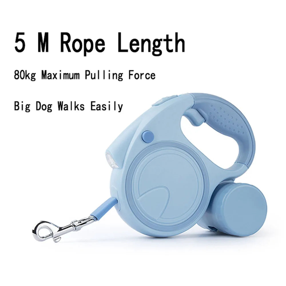 Dog Leash Retractable LED Light Nylon Belt Durable Daily Walk