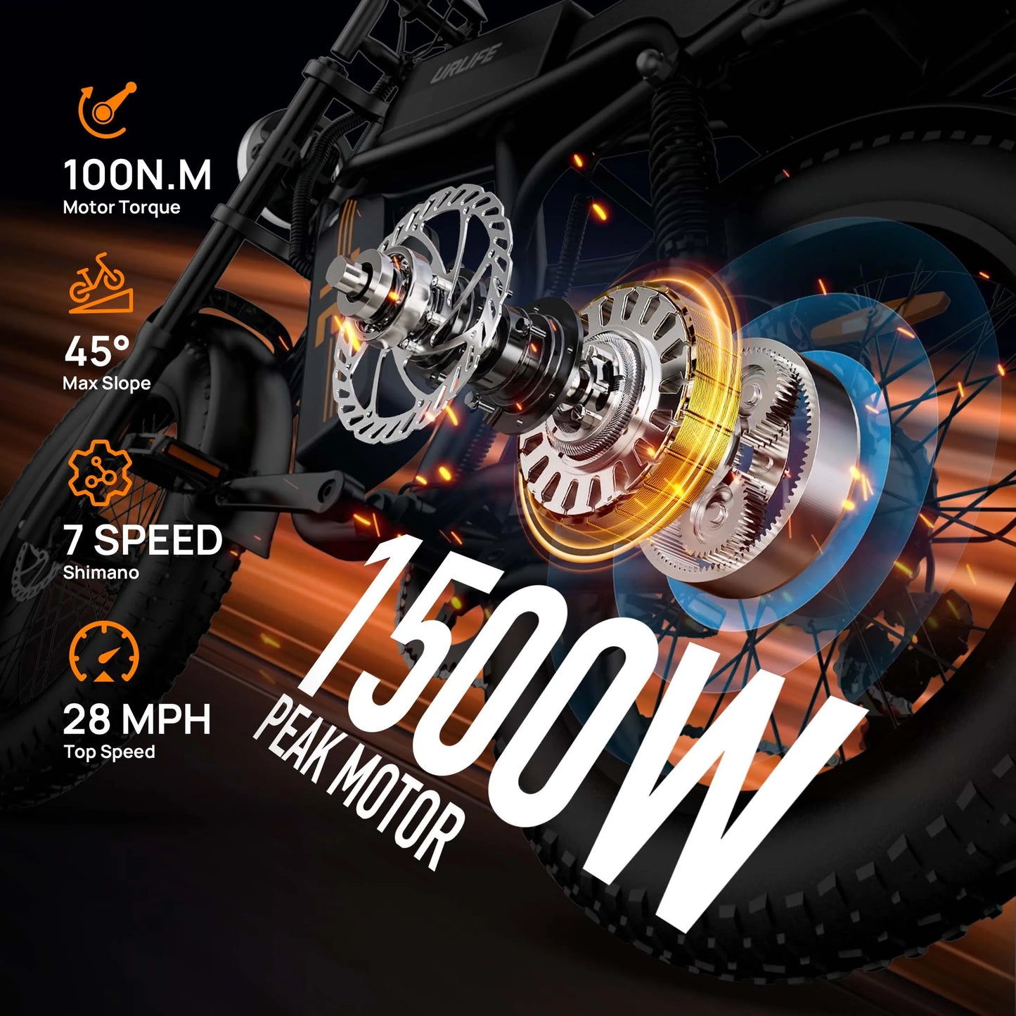 Urlife Electric Mountain Bike Removable Battery Fat Tire