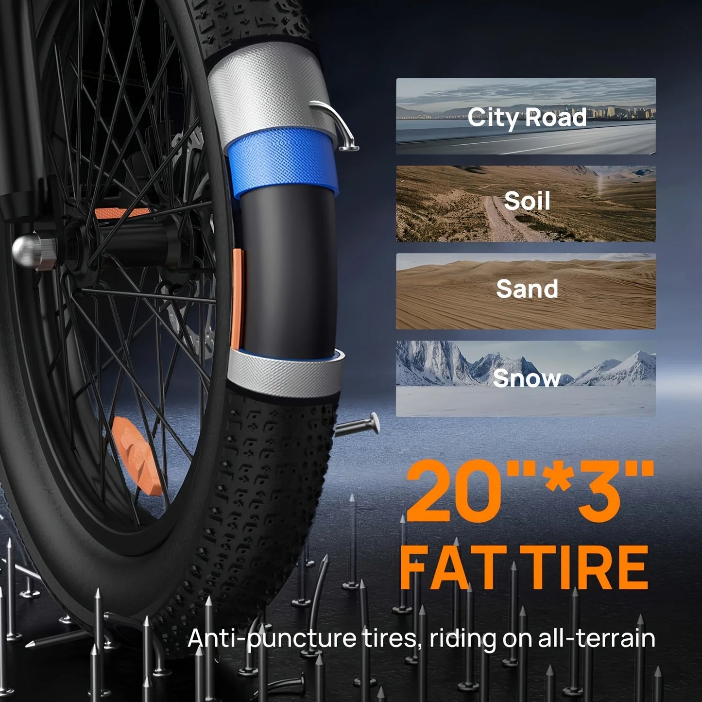 URLIFE 1000W Electric Fat Tire Bike With Removable Battery