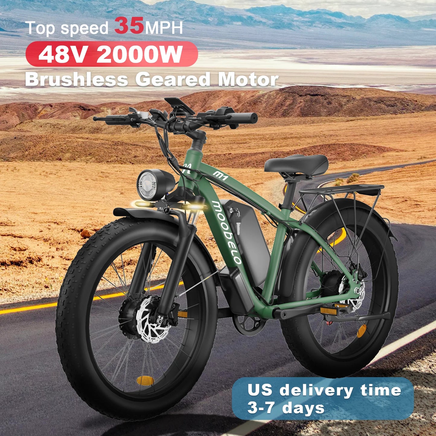 MOOBELO Ebike M1 Aluminum Fat Tire 48V 2000W Dual Motor