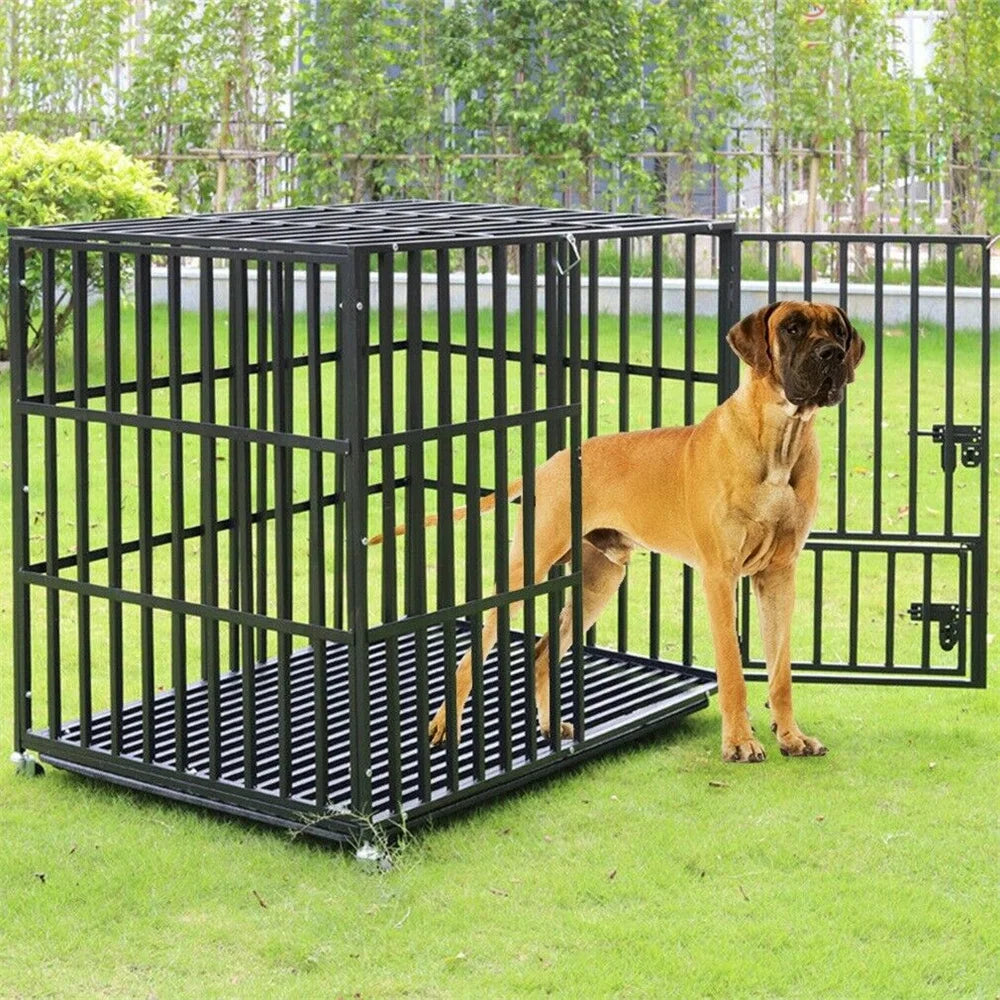 BORWARTH Dog Crate Chew Resistant Iron Kennel For Dogs