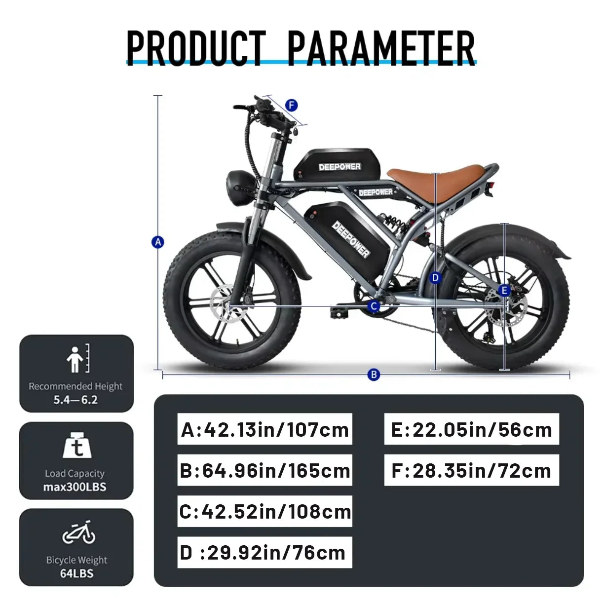 DEEPOWER Electric Bike S7Pro Carbon-Steel-Frame For Adults