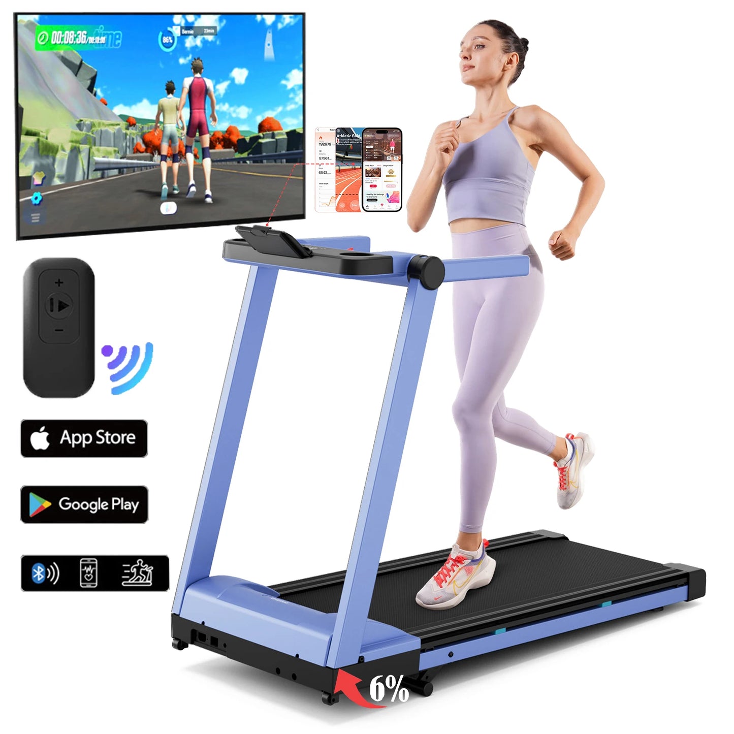 Superun Treadmill Foldable Incline With Touch Screen