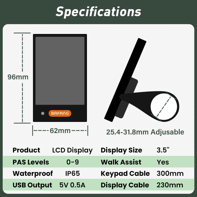 Bafang DPC18 UART Display USB Port Pedal Assist