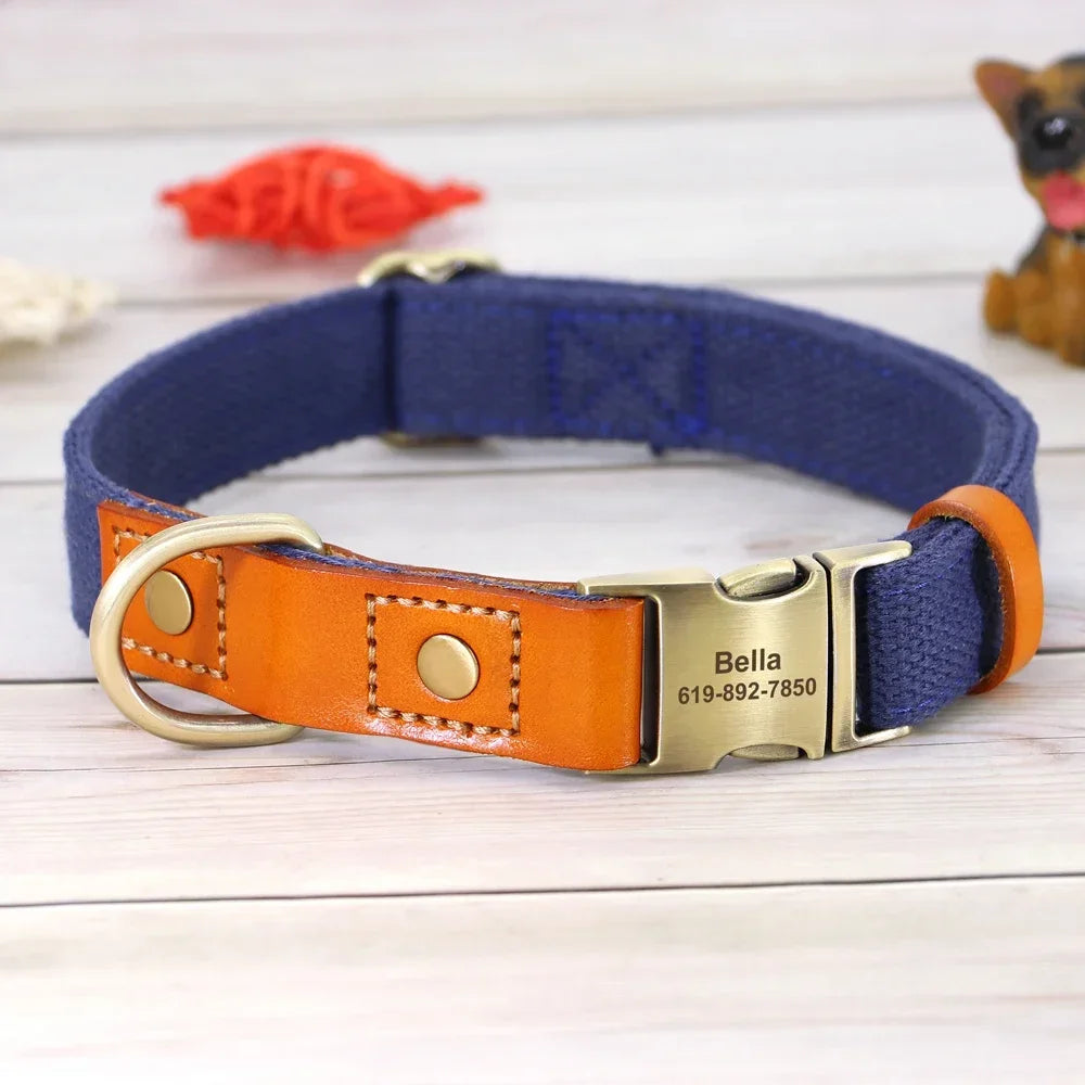 Pet Artist Nylon Dog Collar Leash Set With Name Tag