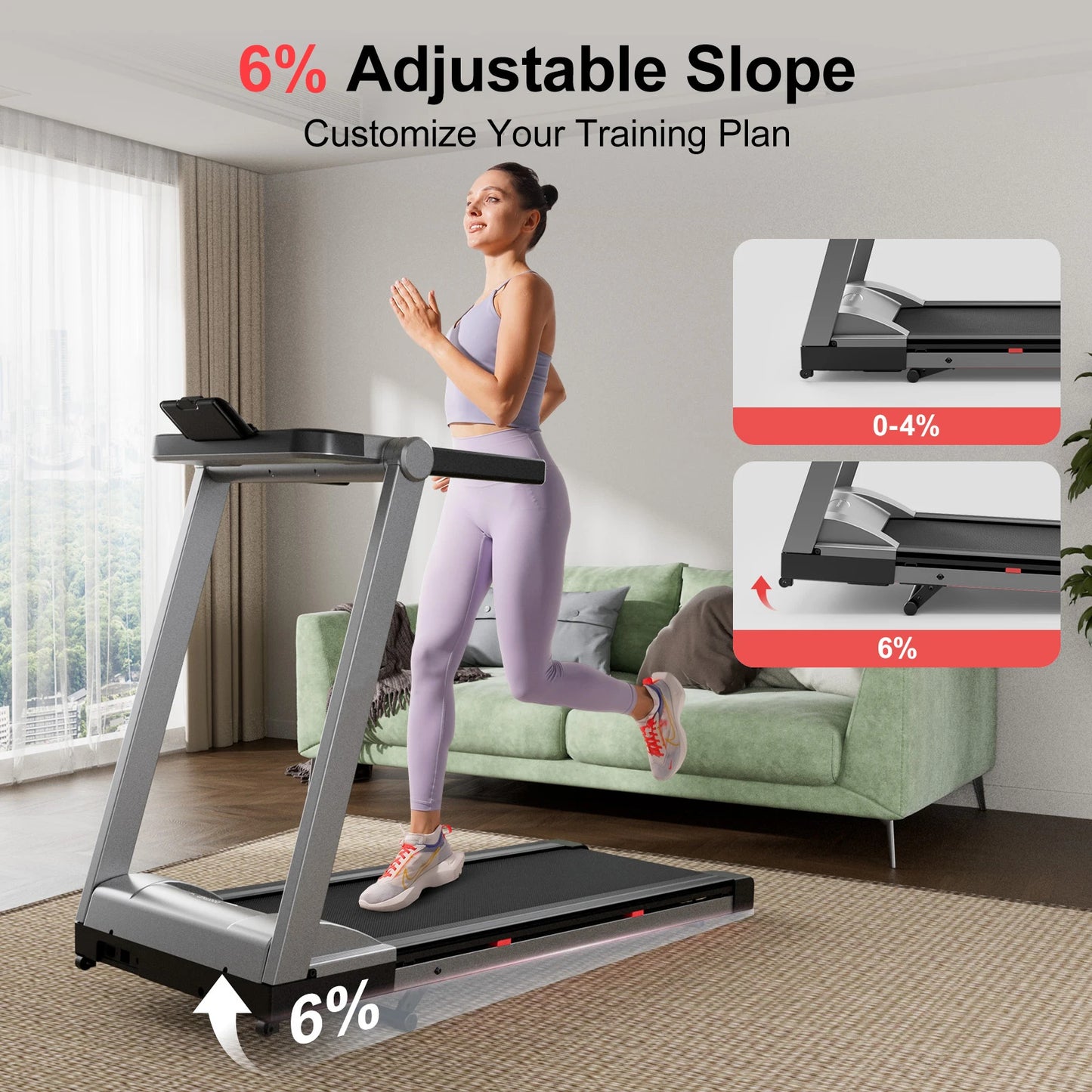 Superun Treadmill Foldable Incline With Touch Screen